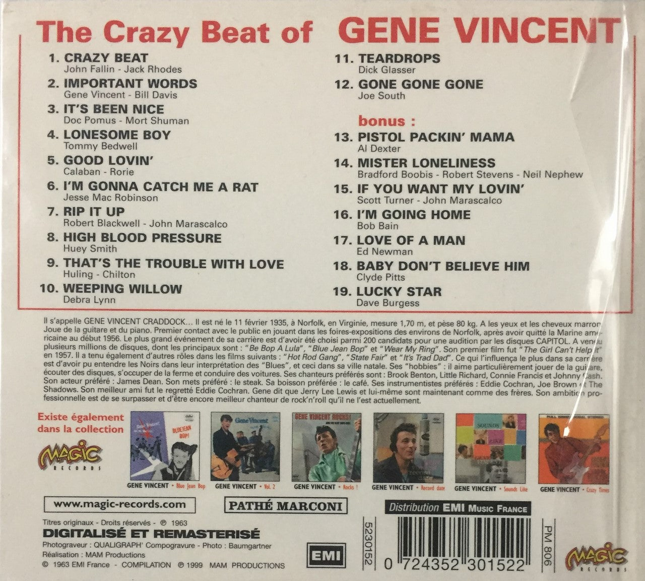 CD - Gene Vincent - The Crazy Beat Of Gene Vincent