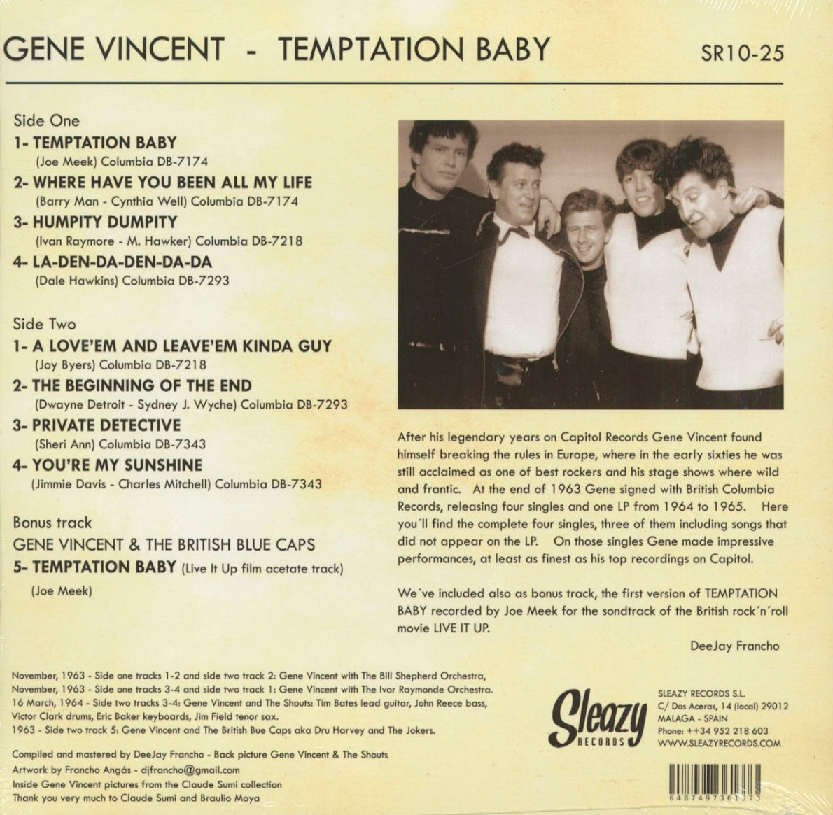 10inch - Gene Vincent - Temptation Baby - The Complete Columbia
