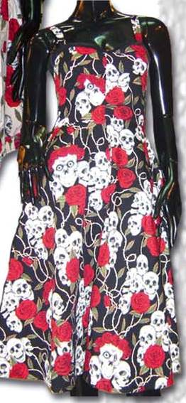 Kleid Skull & Roses, Schwarz