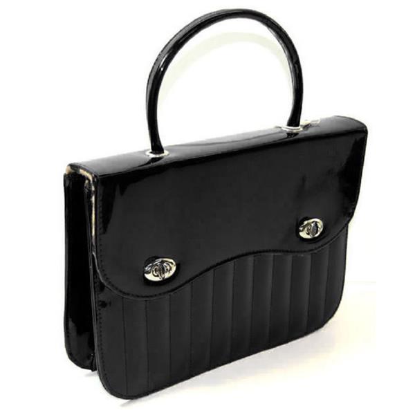 Lackhandtasche - Schwarz Innen Leofell