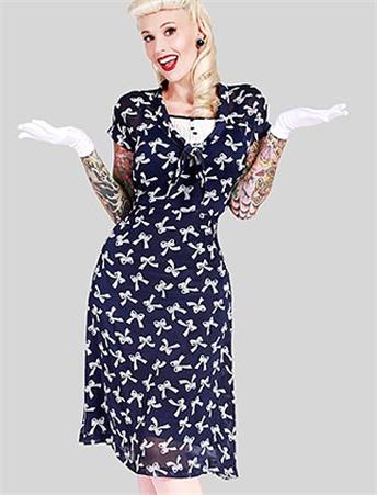 Kleid - Happy Bows Navy