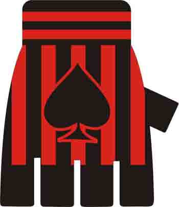 Handschuhe - Schwarz Rot gestreift mit Pik