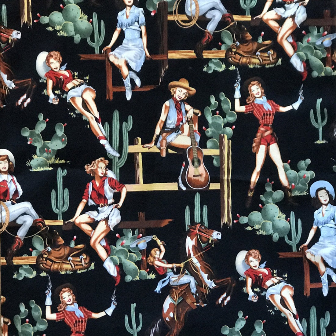 Bandana - Vintage Cowgirl, schwarz