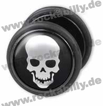 Ohrring - Fake Plugs - Silver Skull