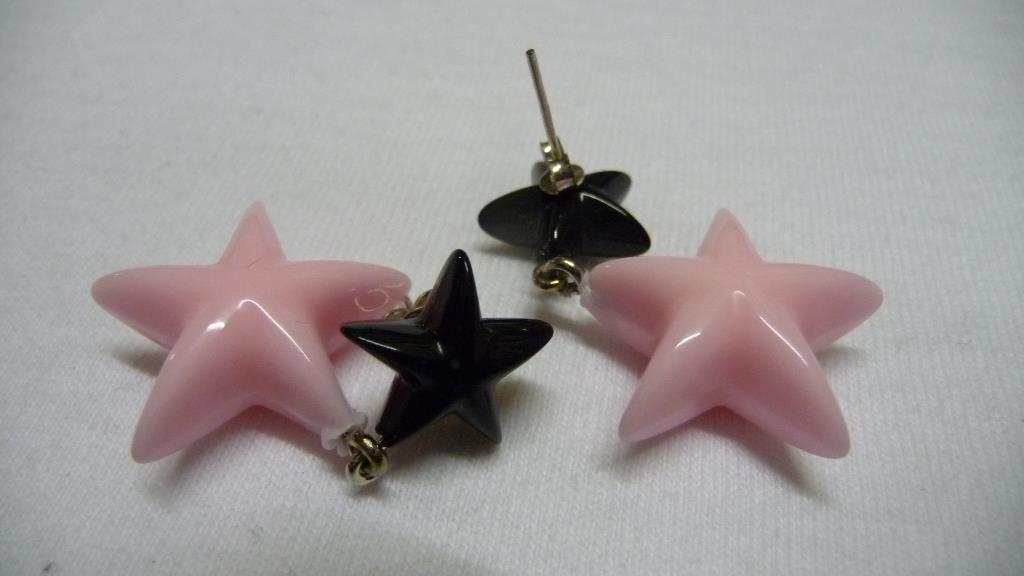 Ohrstecker Stern (Paar) - rosa - schwarz
