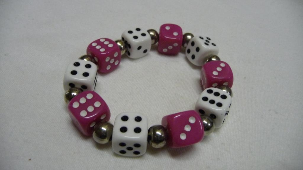 Armband Mit Kleinen Würfel - Rosa-Weiß