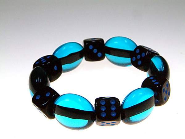 Armband Mit Würfel Und Olivperlen - Blau - Schwarz