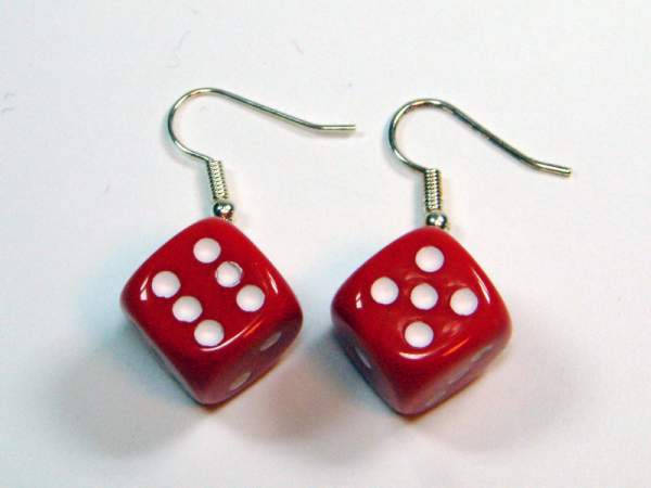 Ohrhänger - Würfel - rot