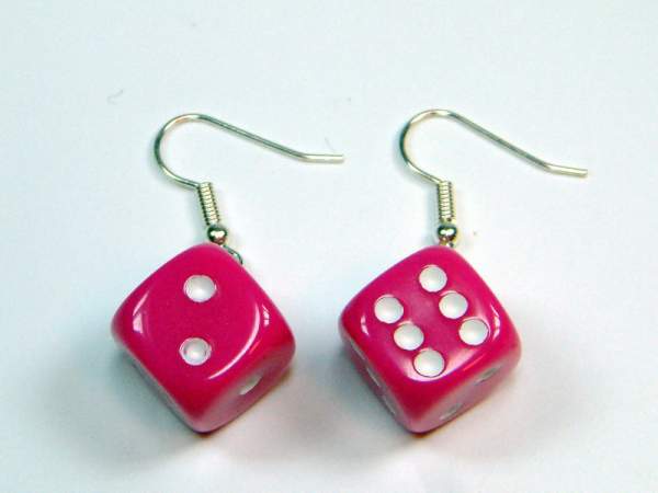 Ohrhänger - Würfel - pink