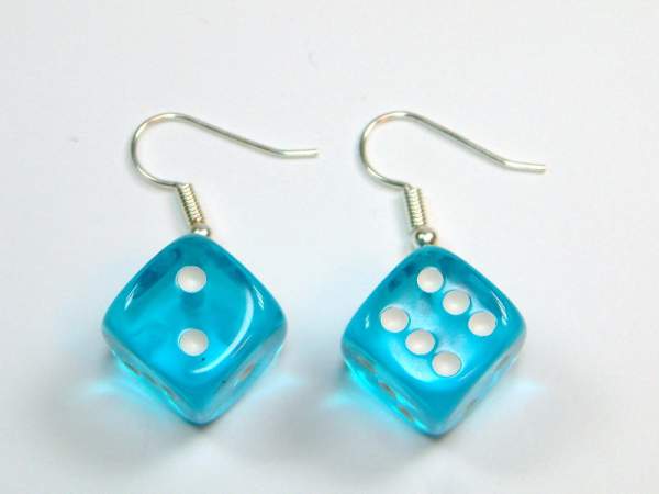 Ohrhänger - Würfel - türkis-transparent