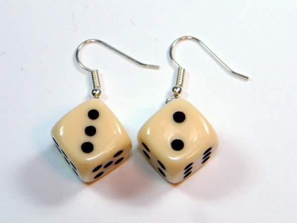 Ohrhänger - Würfel - elfenbein