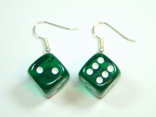 Ohrhänger - Würfel - grün meliert