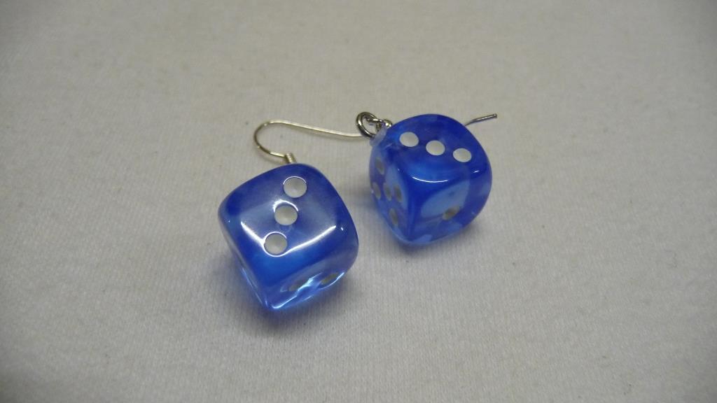 Ohrhänger - Würfel - blau-transparent