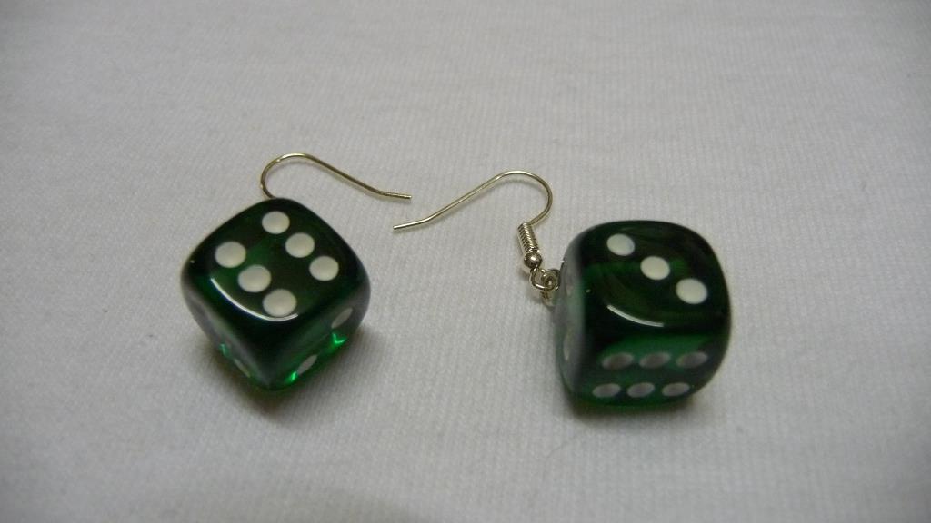 Ohrhänger - Würfel - dunkelgrün-transparent