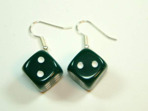 Ohrhänger - Würfel - dunkelgrün