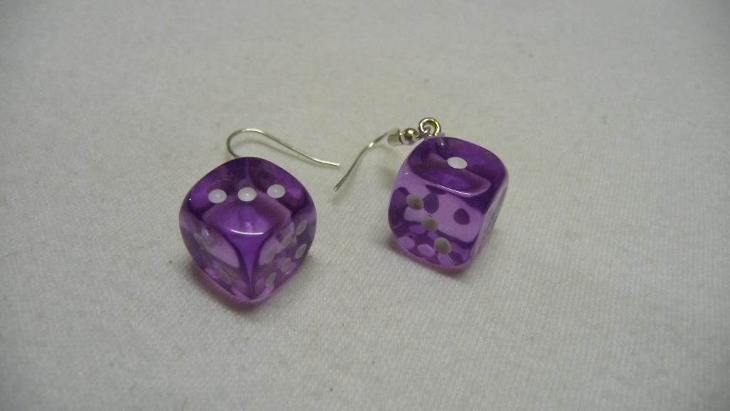 Ohrhänger - Würfel - lila-transparent