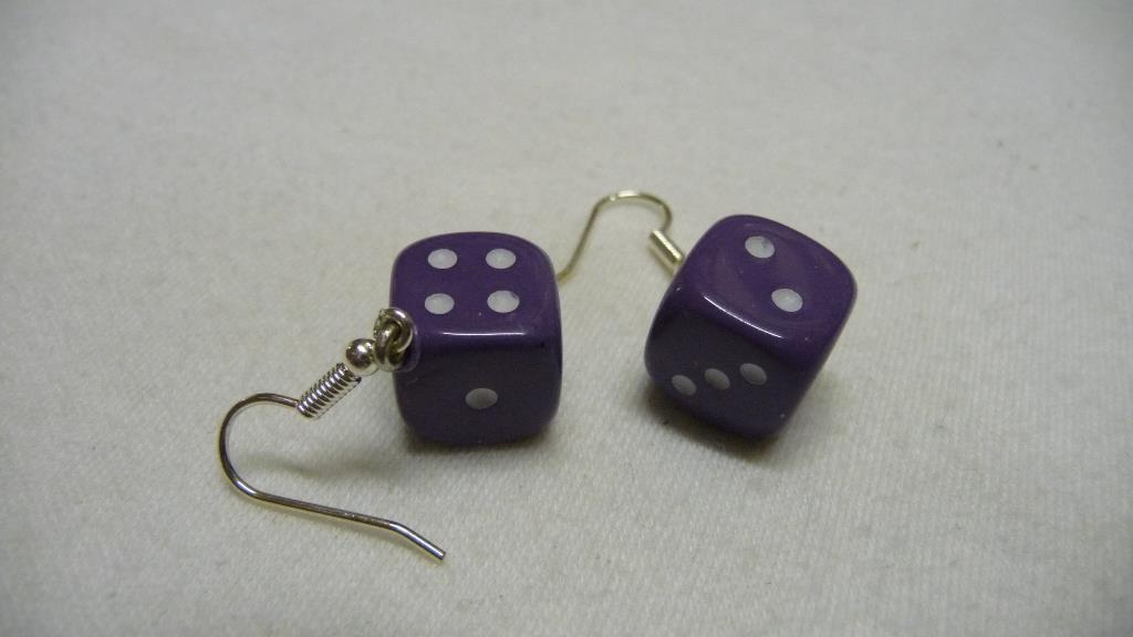Ohrhänger - Würfel - lila
