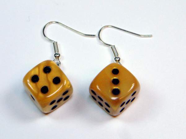 Ohrhänger - Würfel - elfenbein meliert