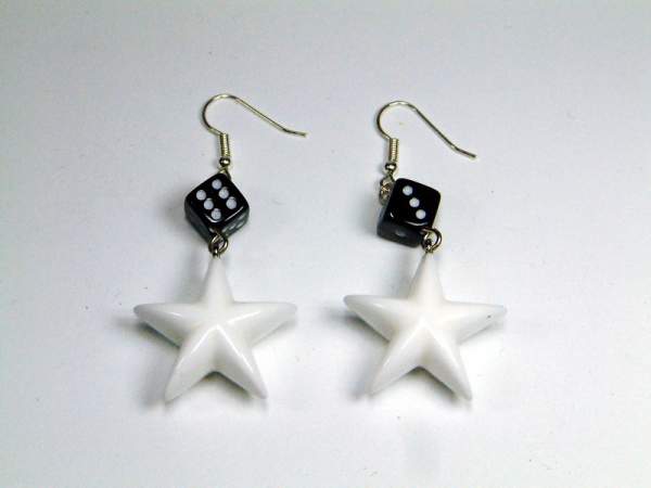 Ohrhänger - Würfel und Stern - weiß - schwarz