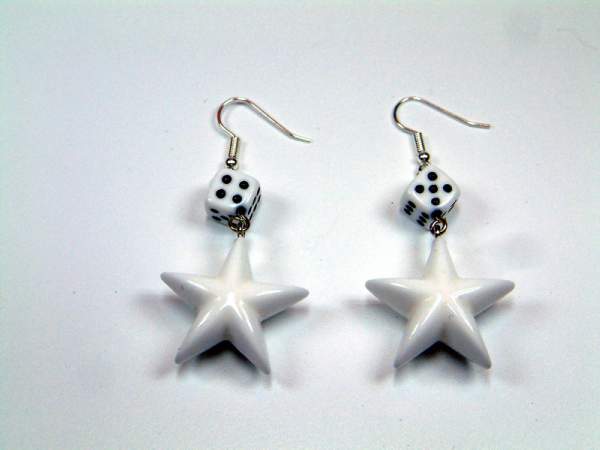 Ohrhänger - Würfel und Stern - weiß