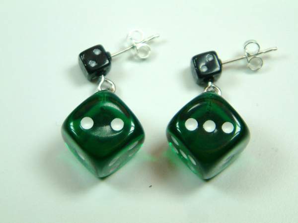 Würfel (Paar) - grün meliert