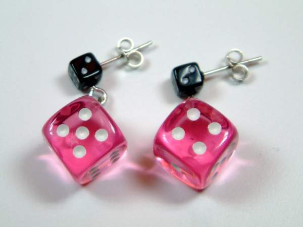 Würfel (Paar) - rosa-transparent