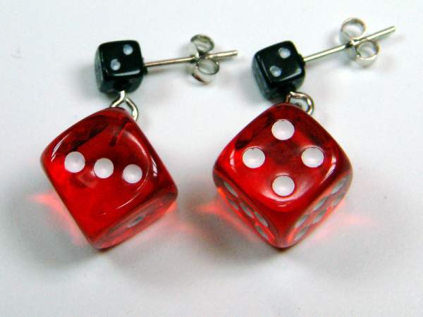 Würfel (Paar) - rot-transparent