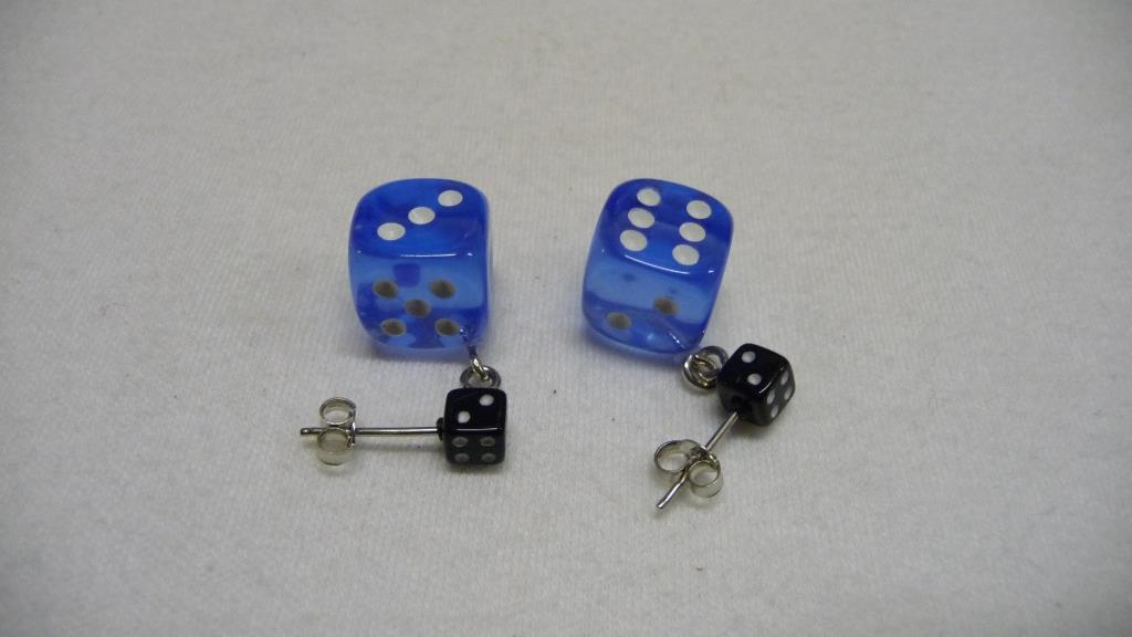 Würfel (Paar) - blau-transparent