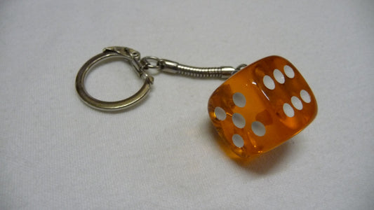 Schlüsselanhänger Würfel - Orange-Transparent, Klein