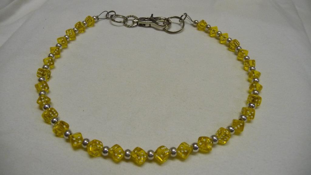 Geldbeutelkette Würfel klein - gelb - transparent