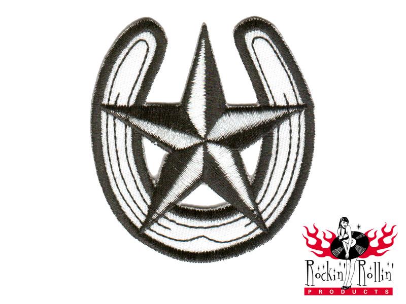 Aufnäher - Hufeisen & Nautischer Stern weiß