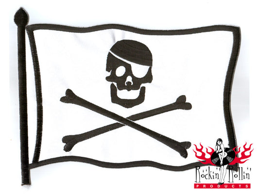 Rückenaufnäher - Piratenflagge weiss-schwarz