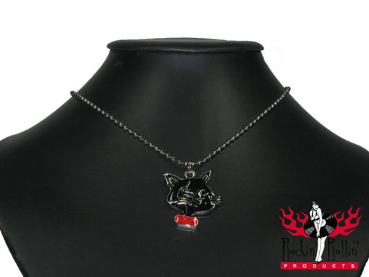 Halskette - Mit Katzenkopf In Schwarz