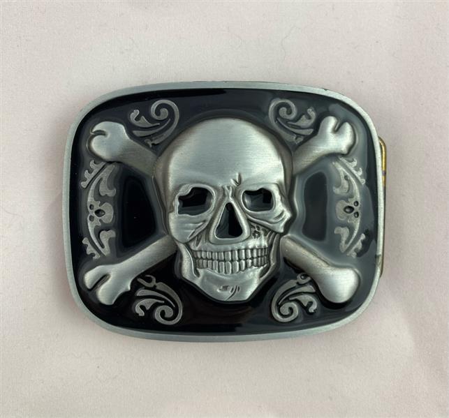 Flaschenöffner Gürtelschnalle - Tattoo Skull Flower Bottle Opener