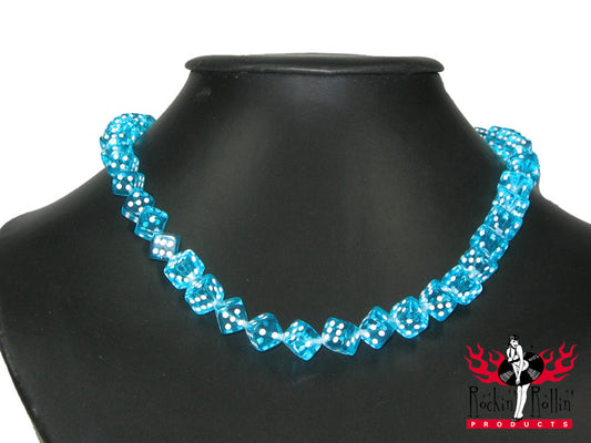 Halskette - Würfel hellblau-transparent