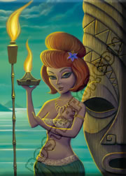 Kühlschrankmagnet - Aaron Marshall - Red Head Hula Girl