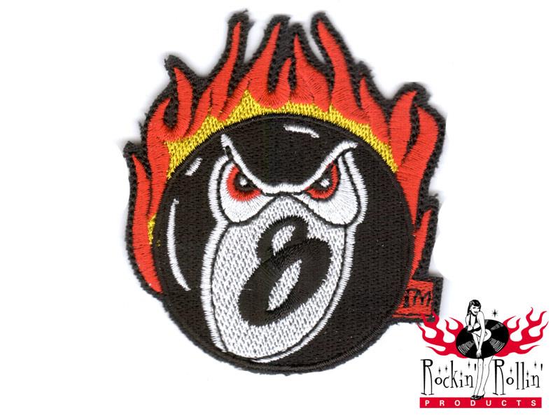 Hot Rod Aufnäher - Eightball / Flamme / Gesicht