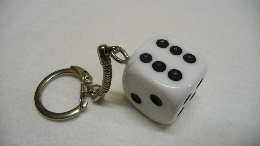 Schlüsselanhänger Würfel - Weiß, Groß
