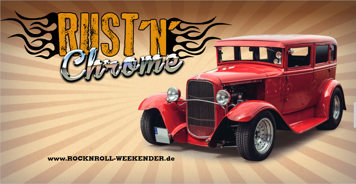 Bauzaunbanner Walldorf Weekender - Rust'N'Chrome - Rotes Auto