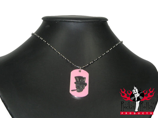 Halskette Metall - Anhänger Hutskull Pink