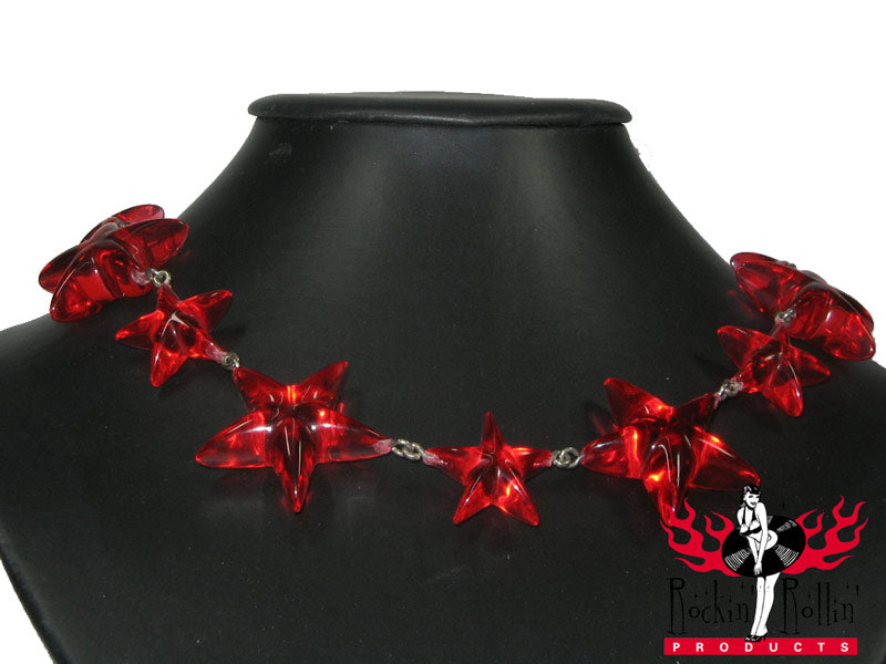 Halskette Stern - rot transparent