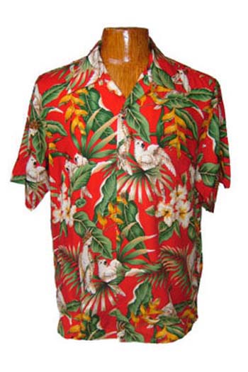 Hawaii - Shirt - Birds Of Paradise , Red