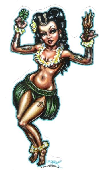 Big Toe Aufkleber - Lucky Hula Girl