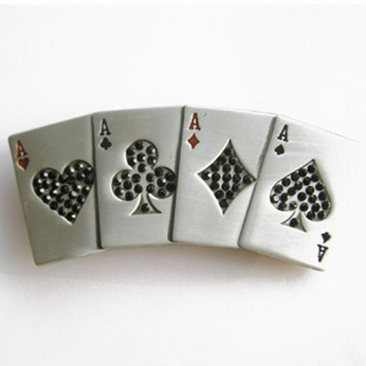 Gürtelschnalle - Rhinestones 4 Ace Poker Card