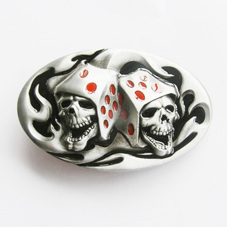 Gürtelschnalle - Tattoo Skull Dice Casino Gamble