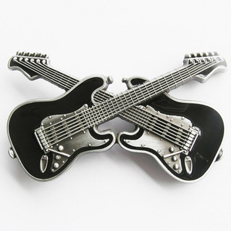 Gürtelschnalle - Crossed Double Guitars