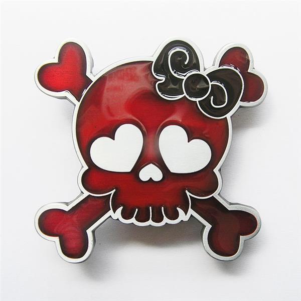 Gürtelschnalle - Girlie Skull Red