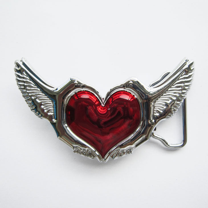 Gürtelschnalle - Red Love Heart Wings