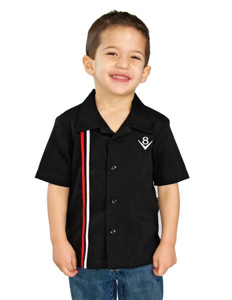 Steady Kinder-Hemd - V8 Button Racer, Schwarz