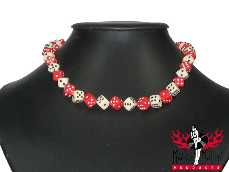 Halskette - rot - elfenbein